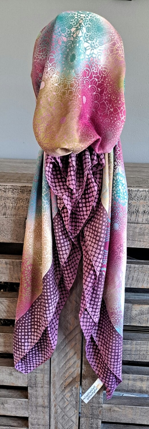 Purple - dotted Turkish pretied tichel w/band sewn in (BBS)