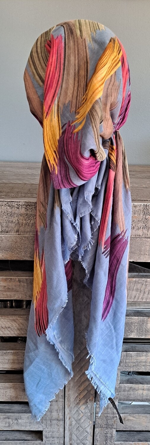 Light denim - Falls' best  - soft fringes pretied tichel