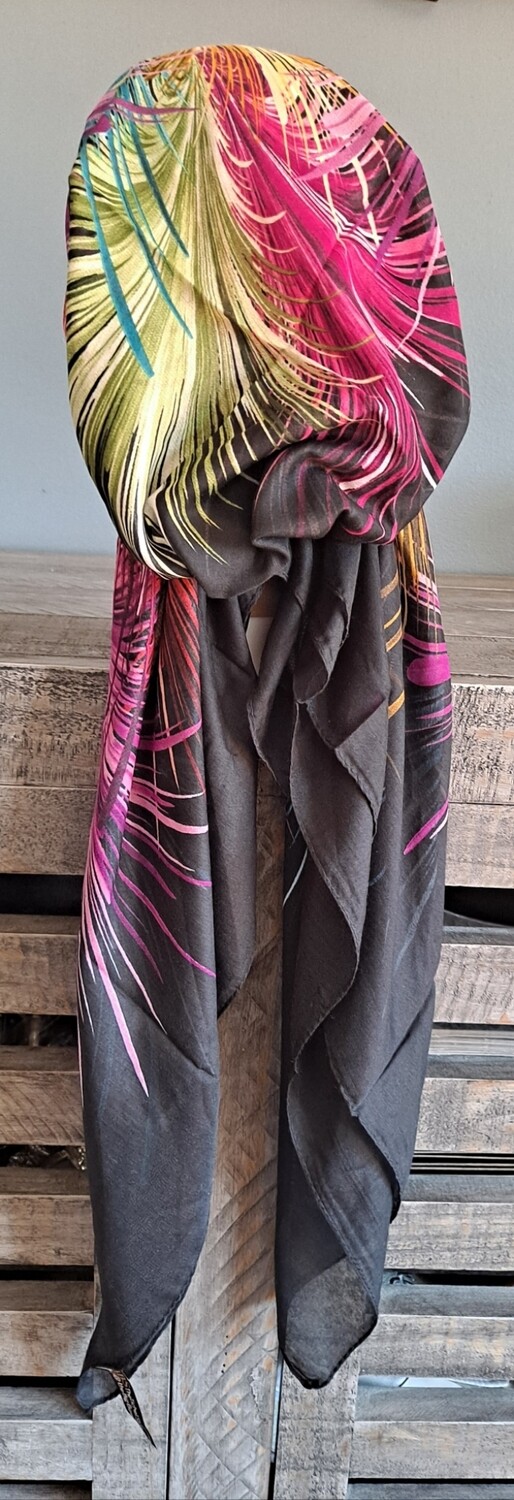 Black/beautiful - multicolored Turkish pretied tichel w/band sewn in (BBS)