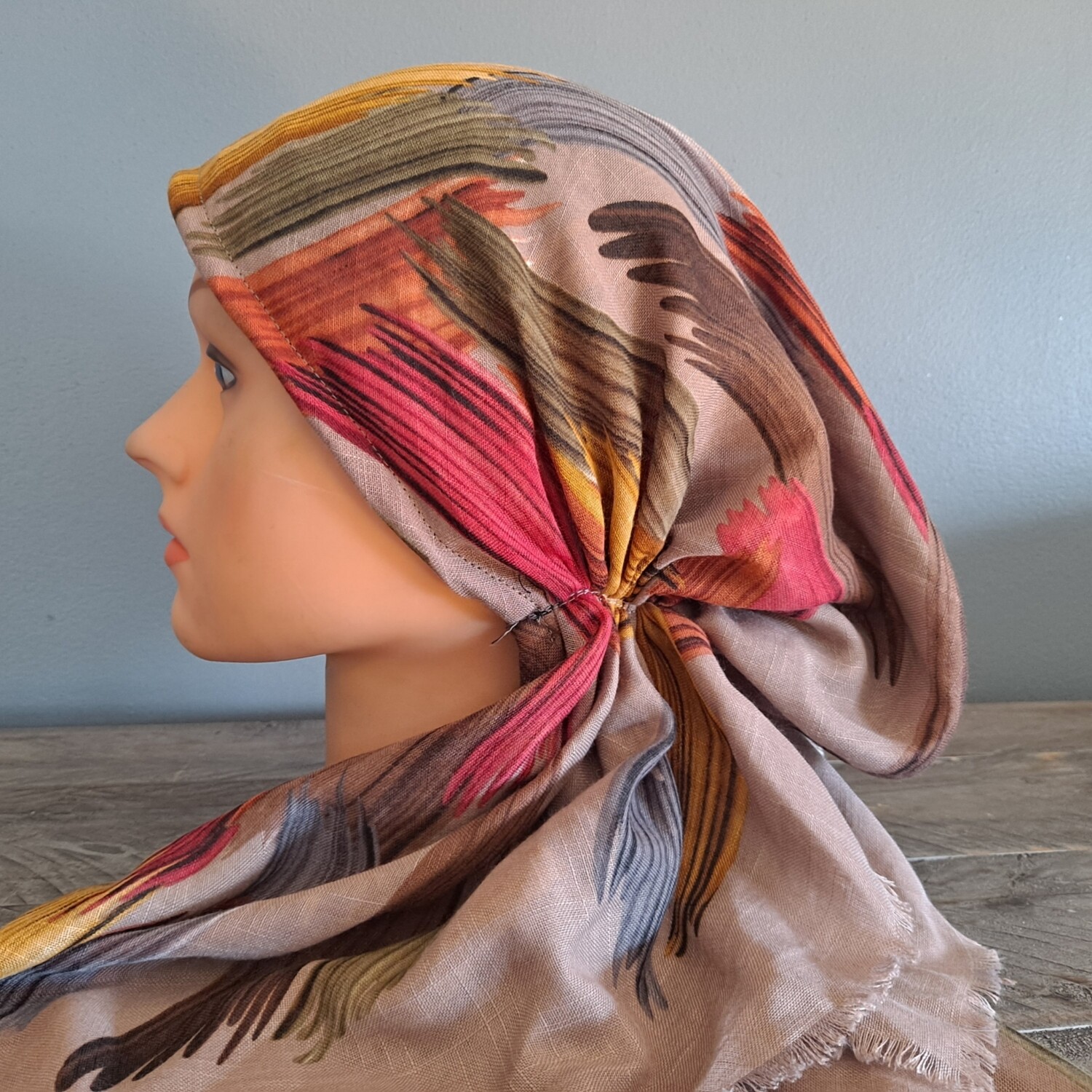 Tan - Falls&#39; best  - soft fringes pretied tichel