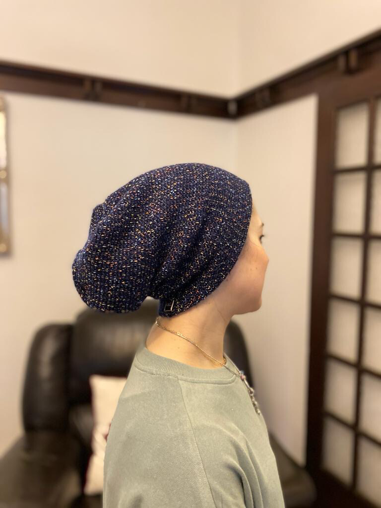 Blue tweed beanie