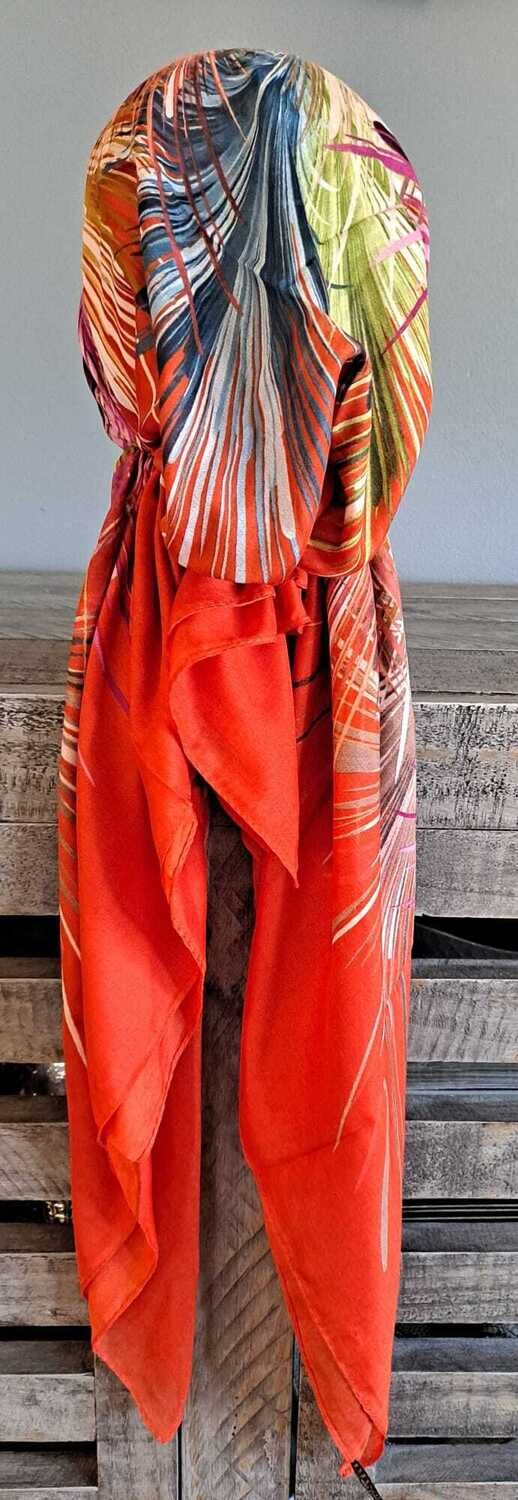 Red - bright Turkish pretied tichel w/band sewn in (BBS)