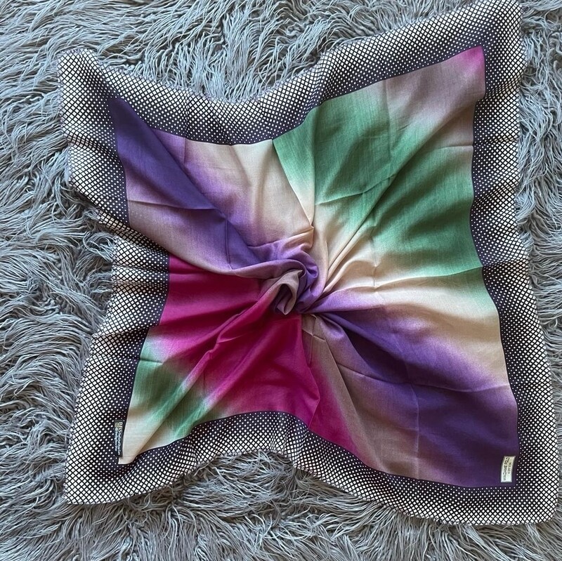 Purple/white - Turkish head scarve w/soft fringes