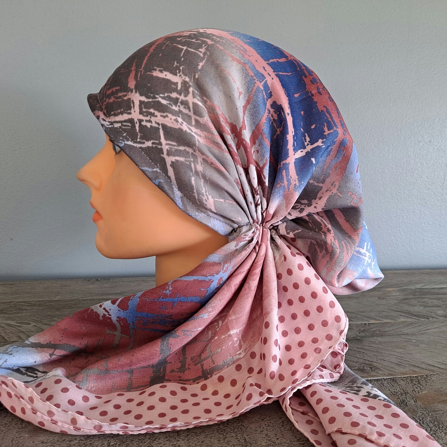 Blush - bright Turkish pretied tichel w/band sewn in (BBS)
