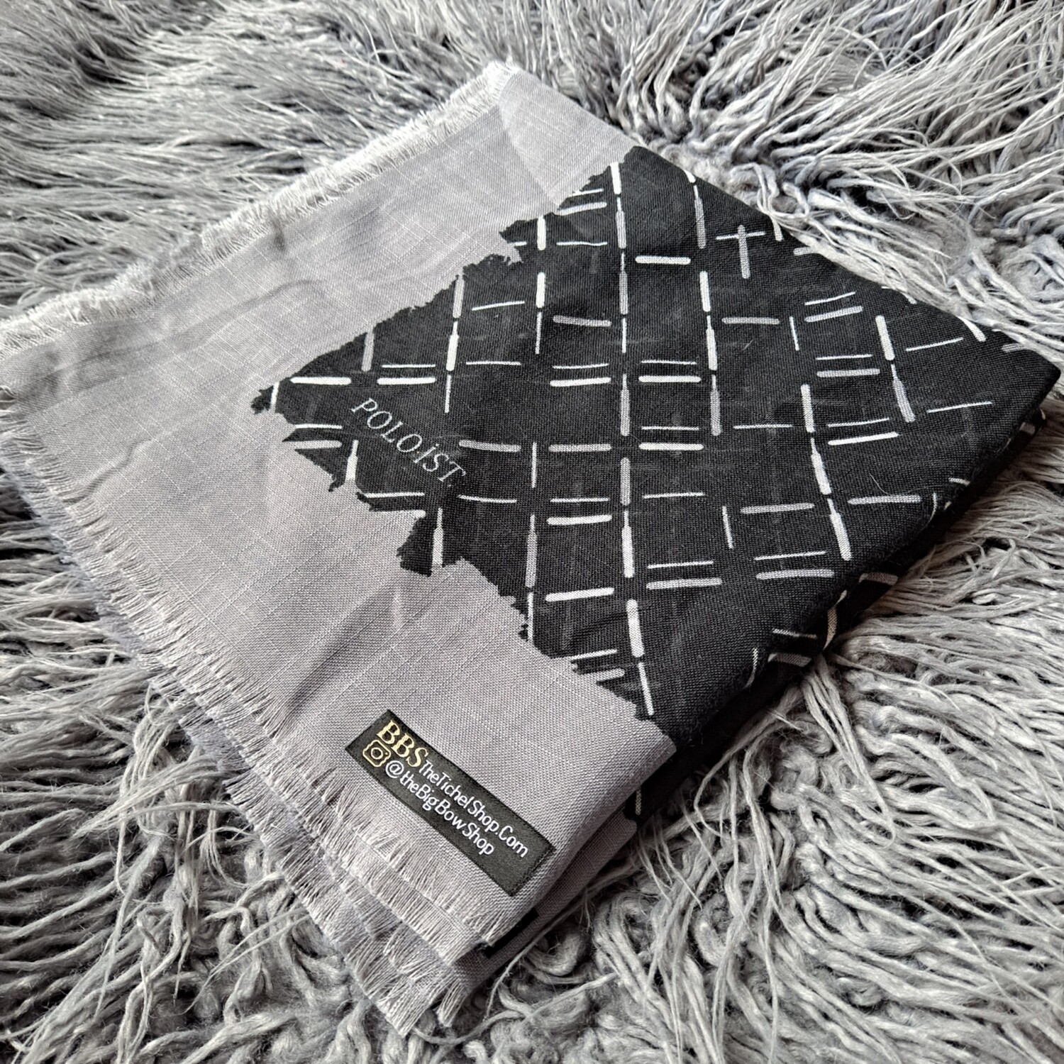 Gray/black - squares soft fringes tichel