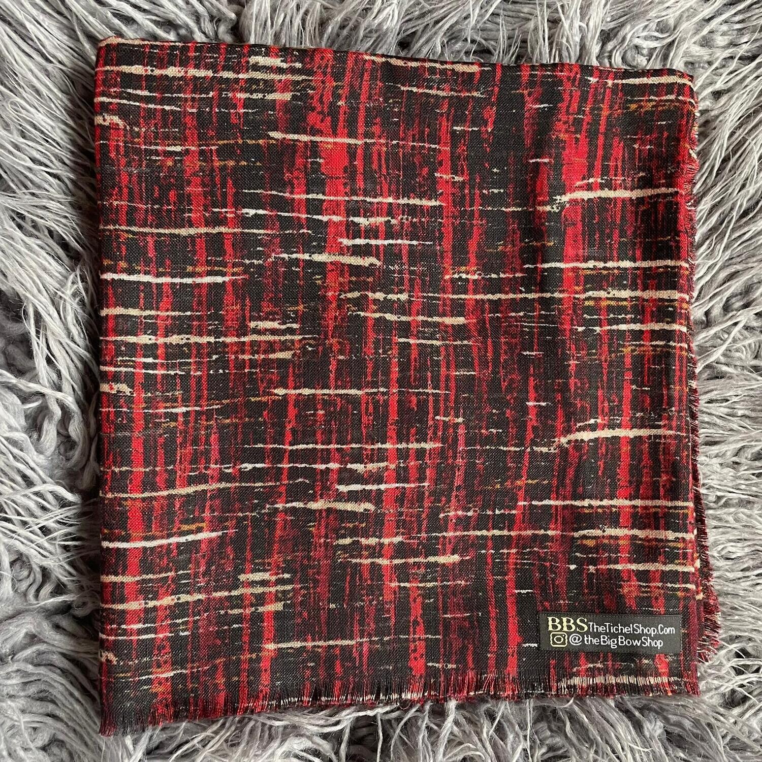 Black/cherry - lines patterned soft fringes tichel