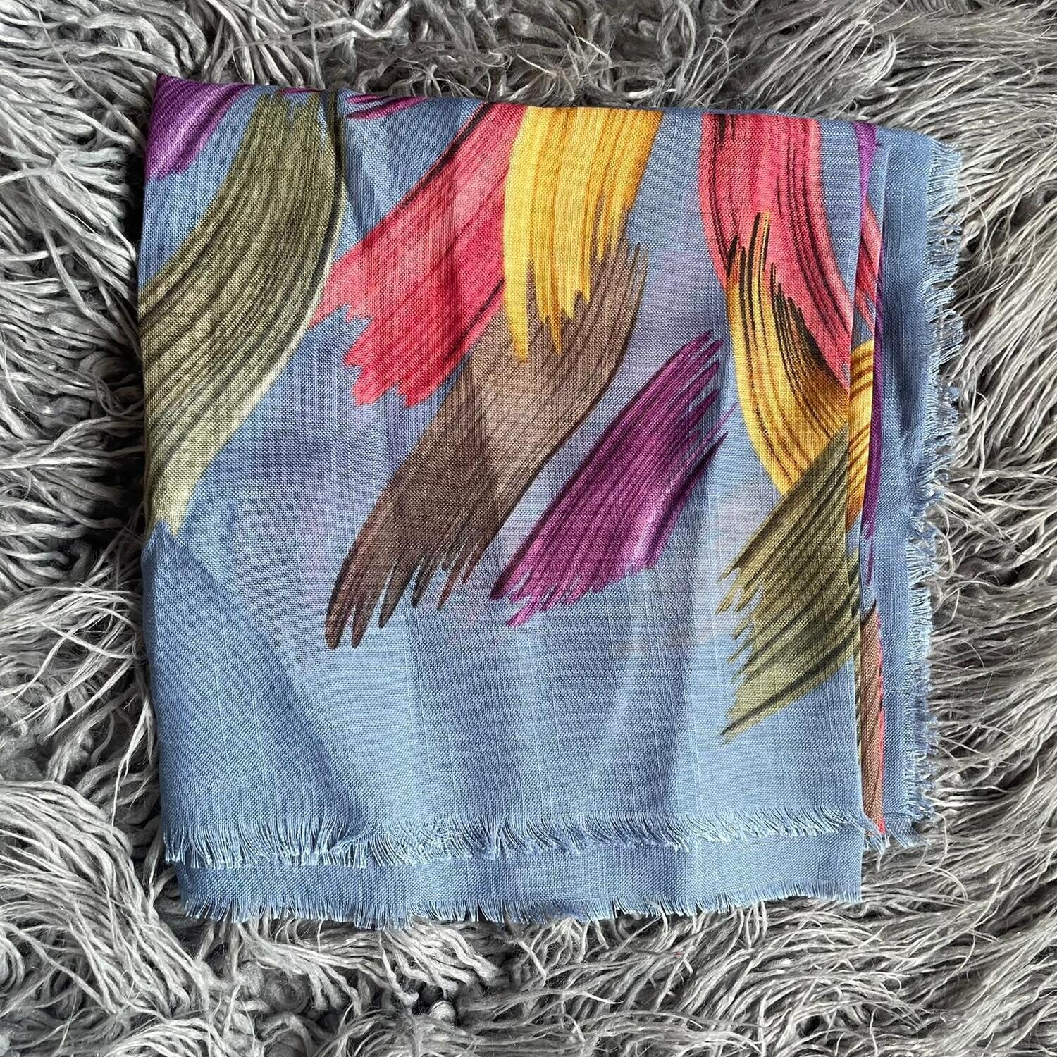 Denim  - Fall feathers soft fringes tichel