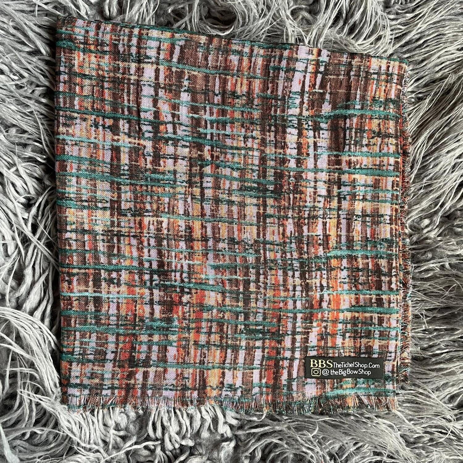 Lavender  - lines patterned soft fringes tichel