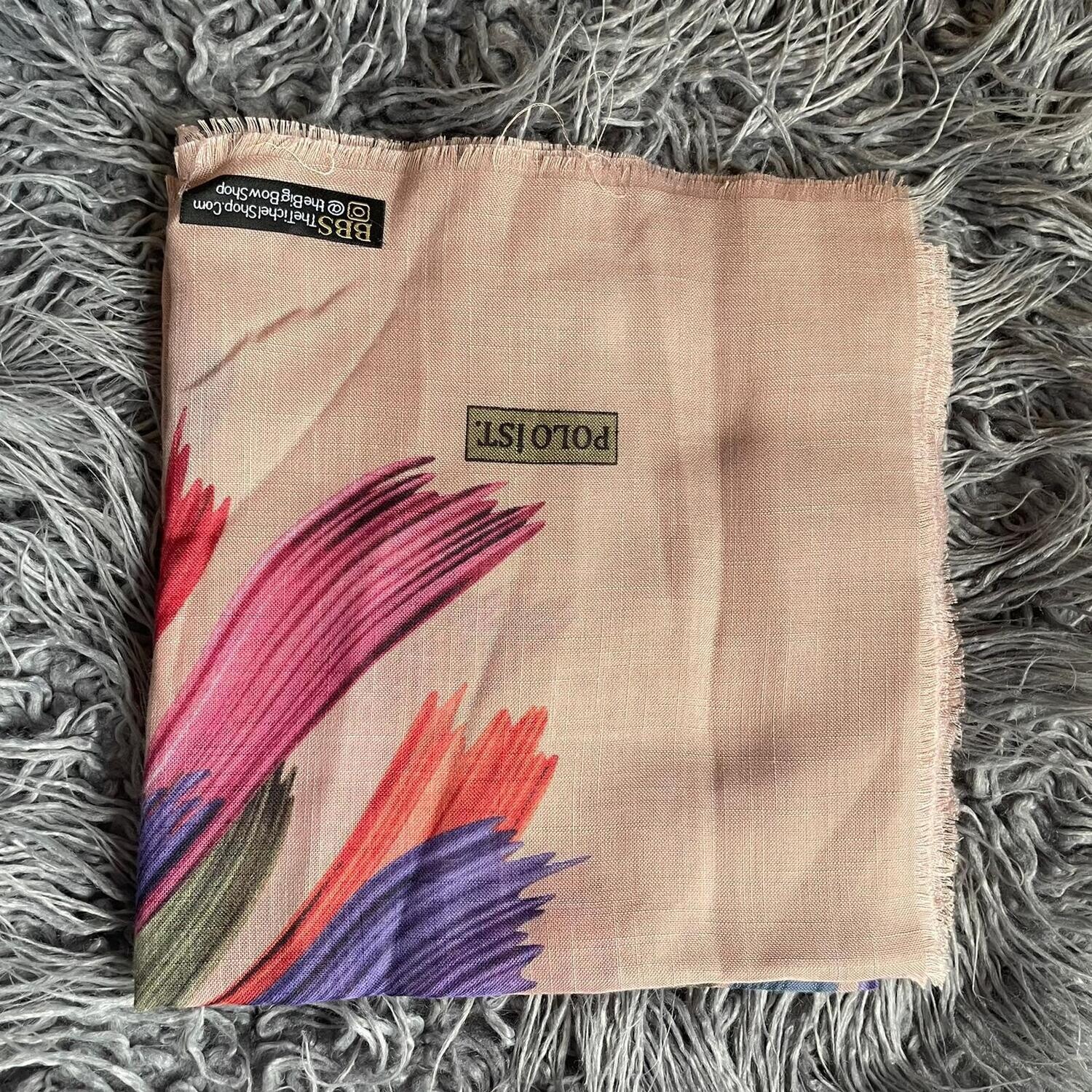 Beige  - Fall feathers soft fringes tichel