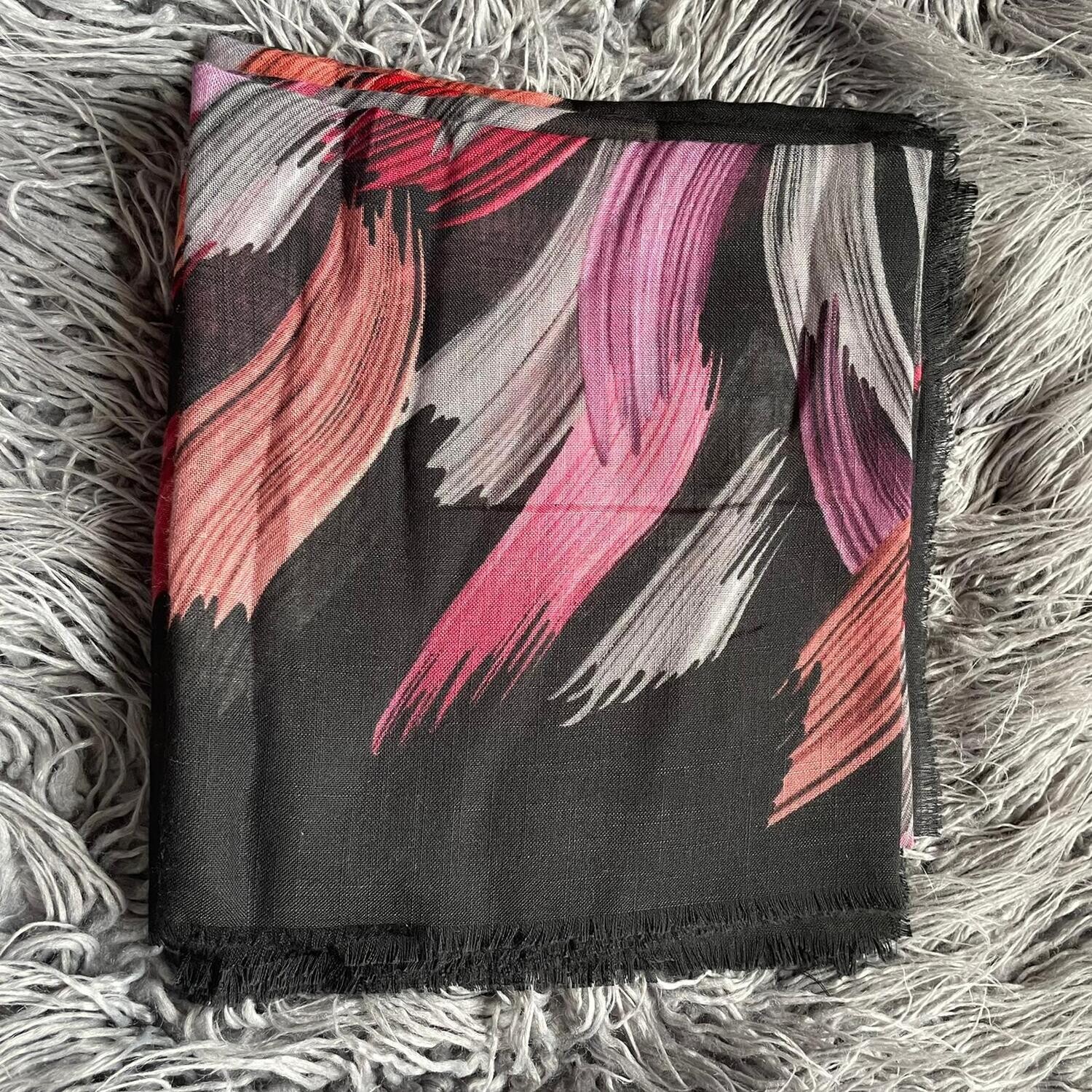 Black/pinks - Fall feathers soft fringes tichel
