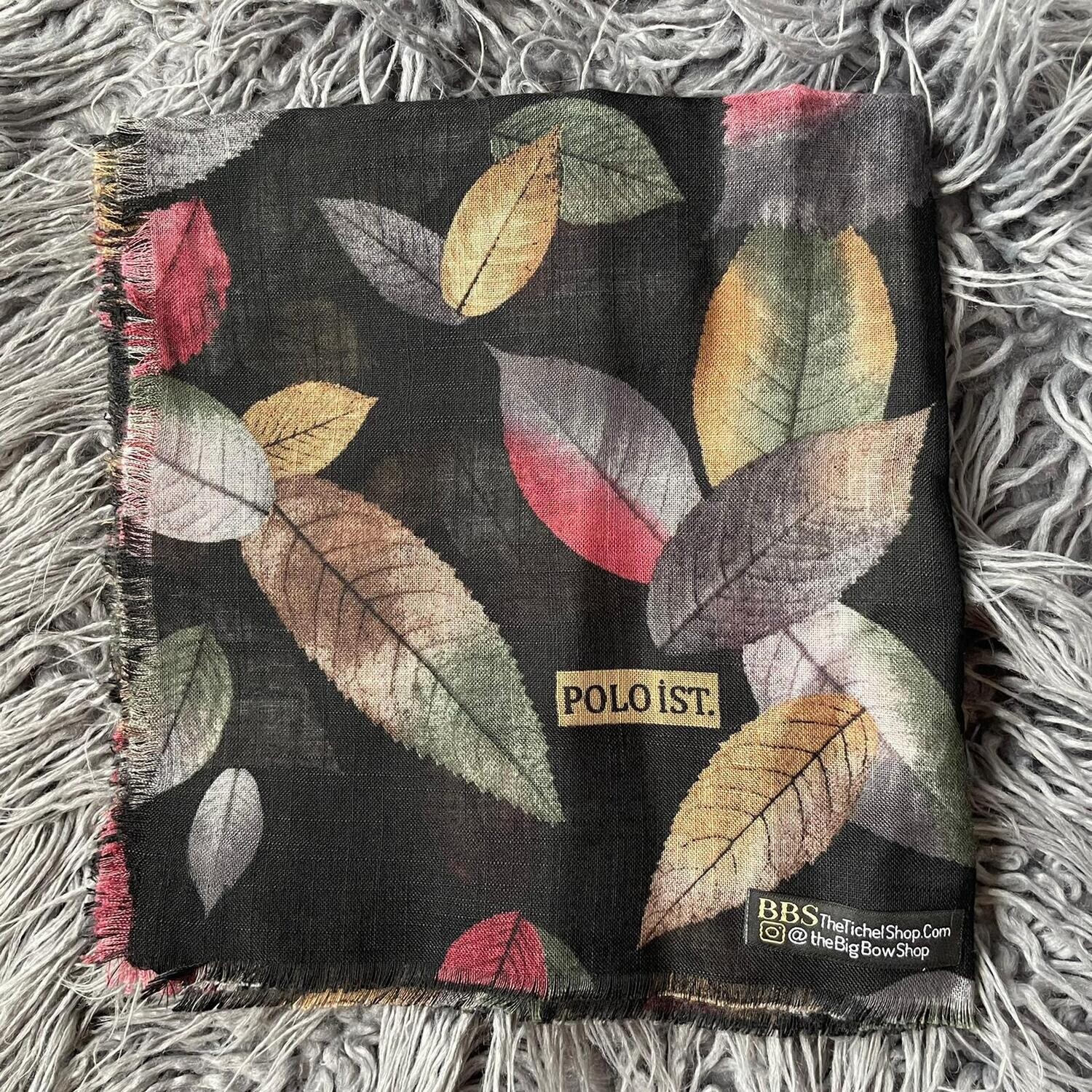 Black/colorful - Fall leaves soft fringes tichel