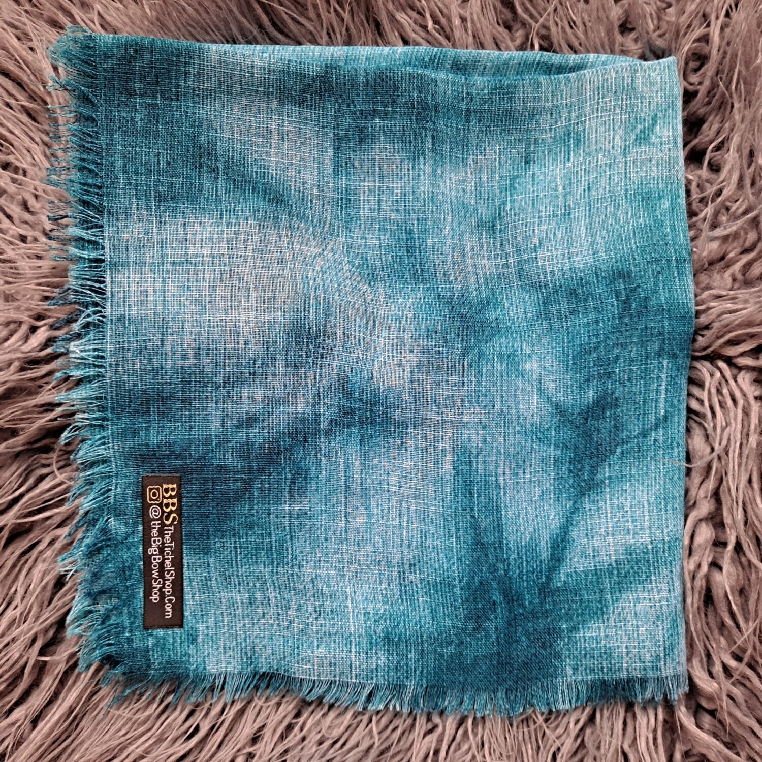 Sea green tie dyed fringed tichel