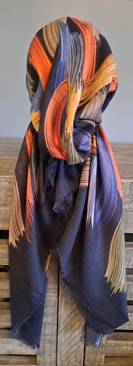 Navy/multicolored - Falls' best  - soft fringes pretied tichel