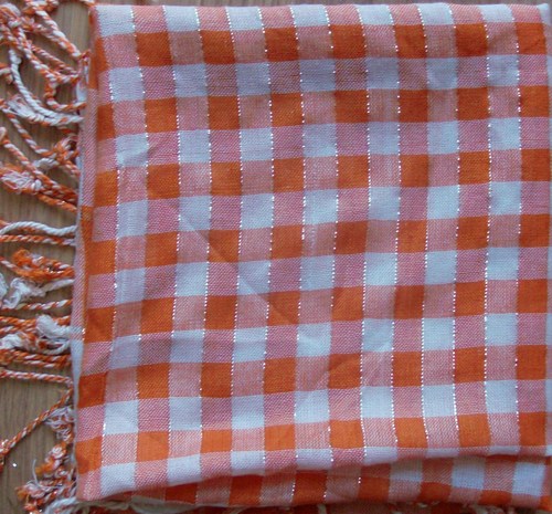 Summer colors plaid in orange tichel