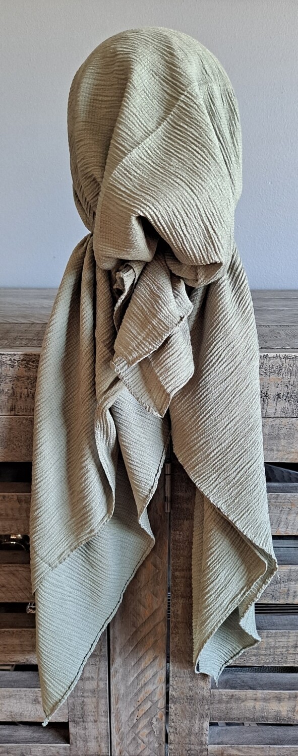 Sage solid gauzy pre-tied tichel