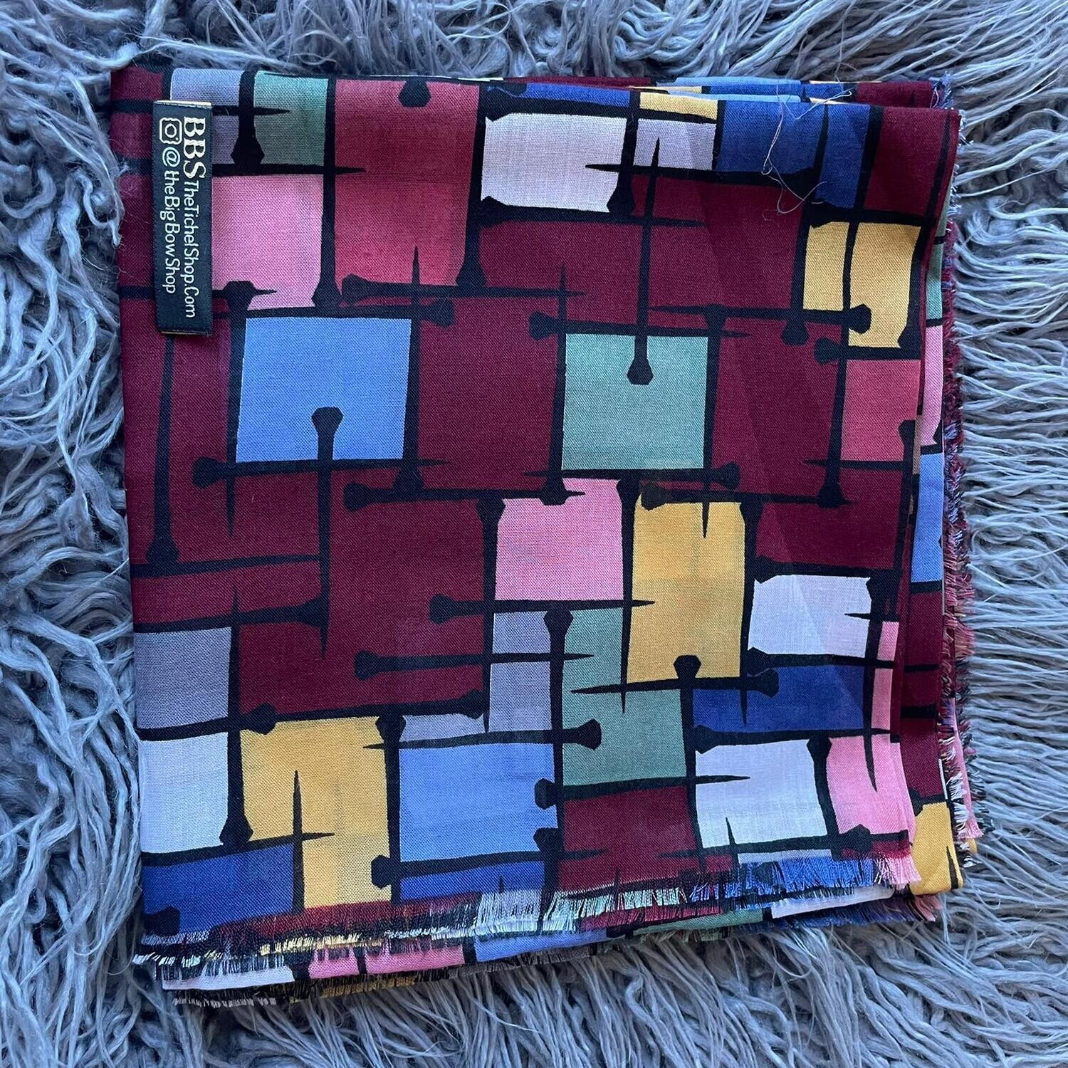Maroon n&#39; more - Turkish head scarve w/soft fringes