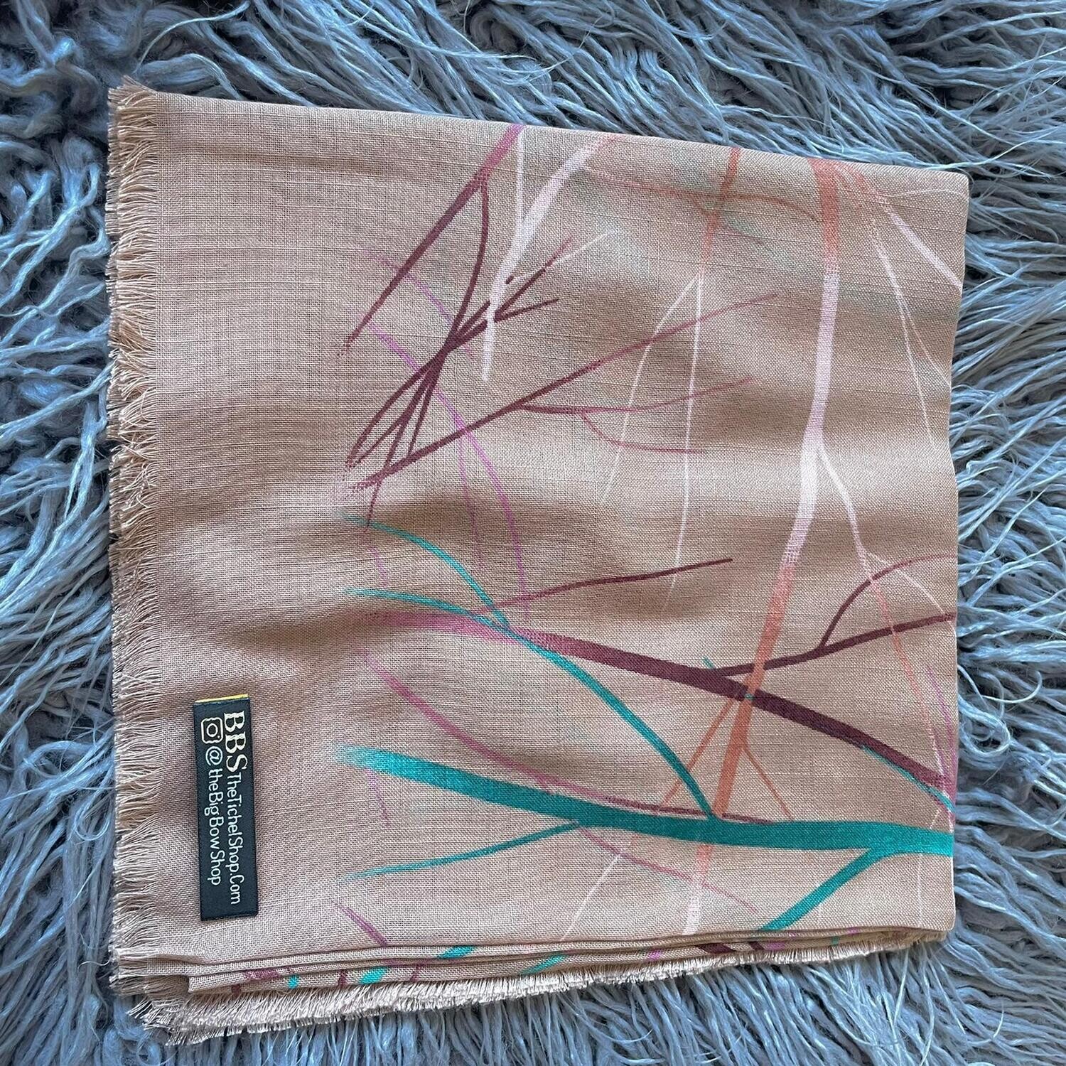 Tan - thin branches patterns soft fringes tichel