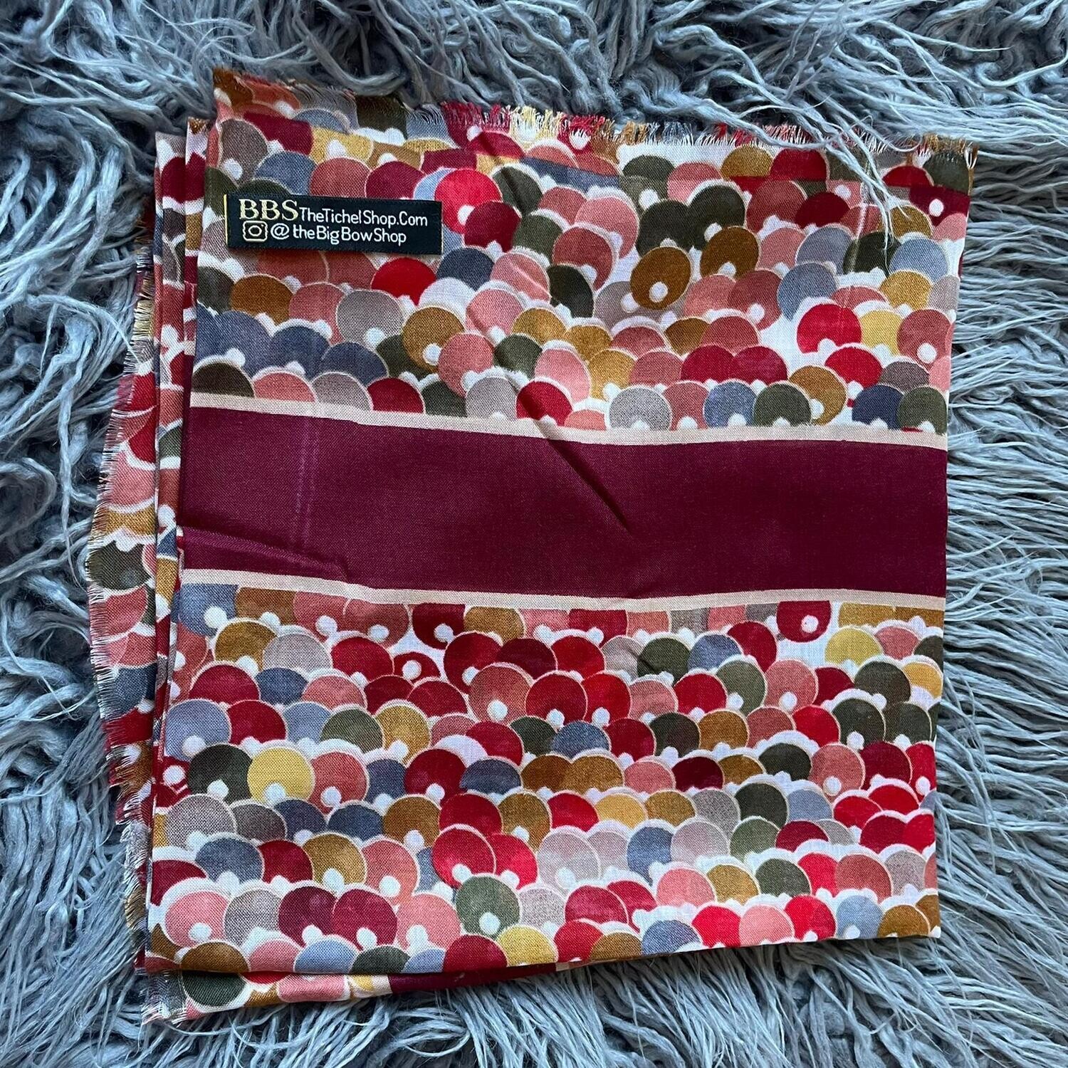 Maroon n&#39; more discs - Turkish head scarve w/soft fringes