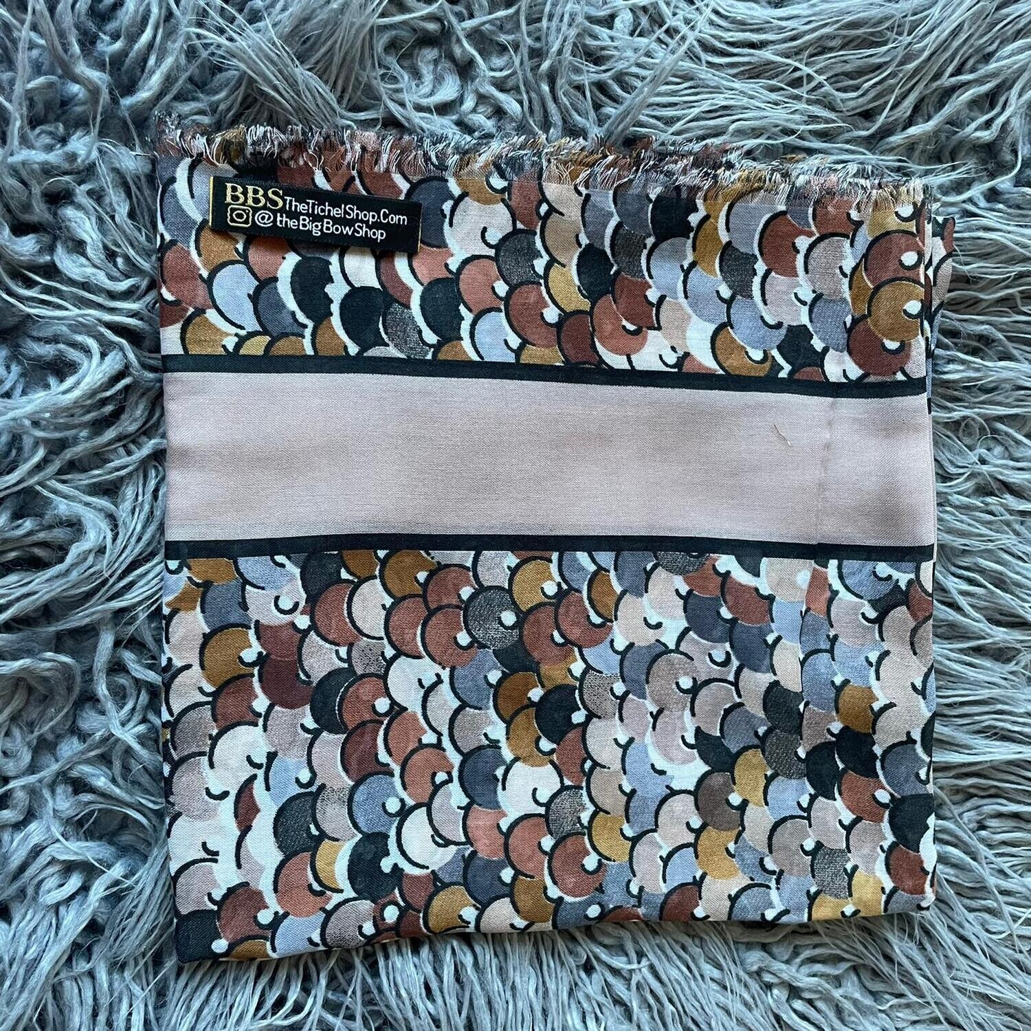 Beige n&#39; more discs - Turkish head scarve w/soft fringes