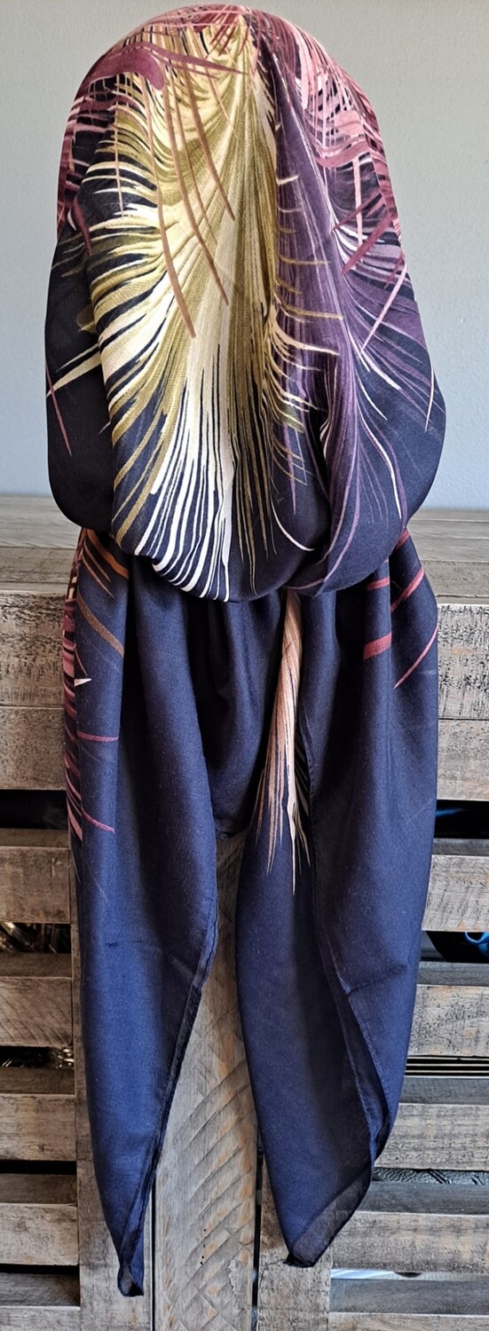 Navy Turkish Tichel w/band sewn in