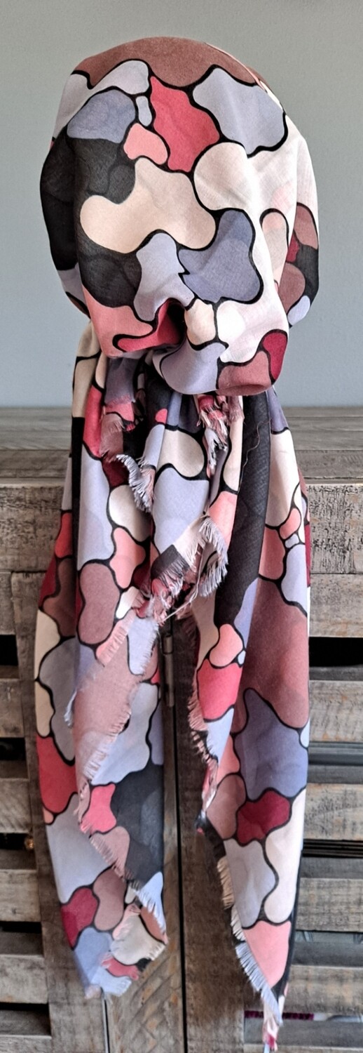 Gray puzzles - Turkish soft fringed pretied tichel