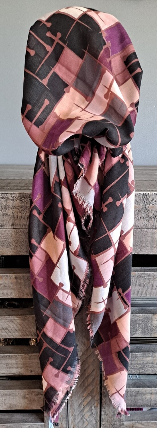 Berries squares Turkish soft fringed pretied tichel