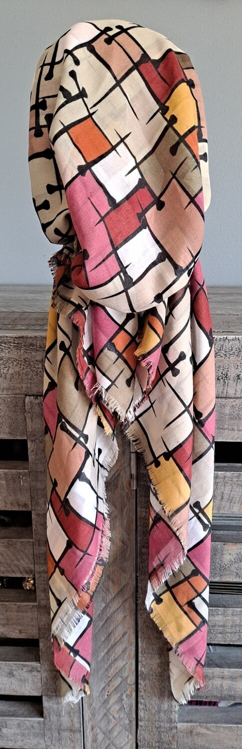 Sage squares Turkish soft fringed pretied tichel