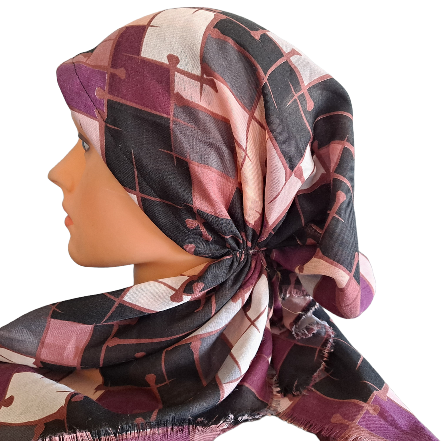 Berries squares Turkish soft fringed pretied tichel