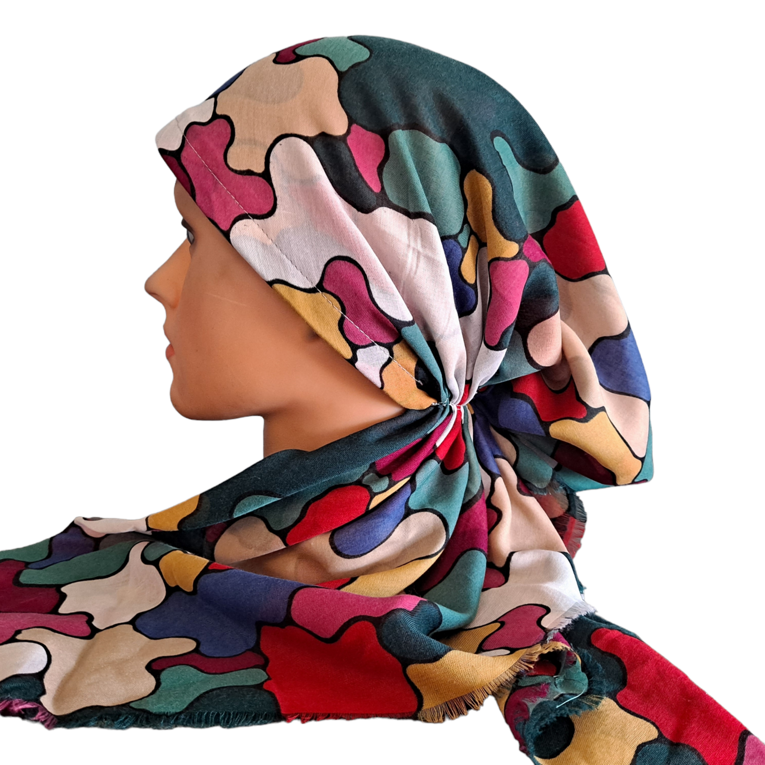 Green puzzles - Turkish soft fringed pretied tichel
