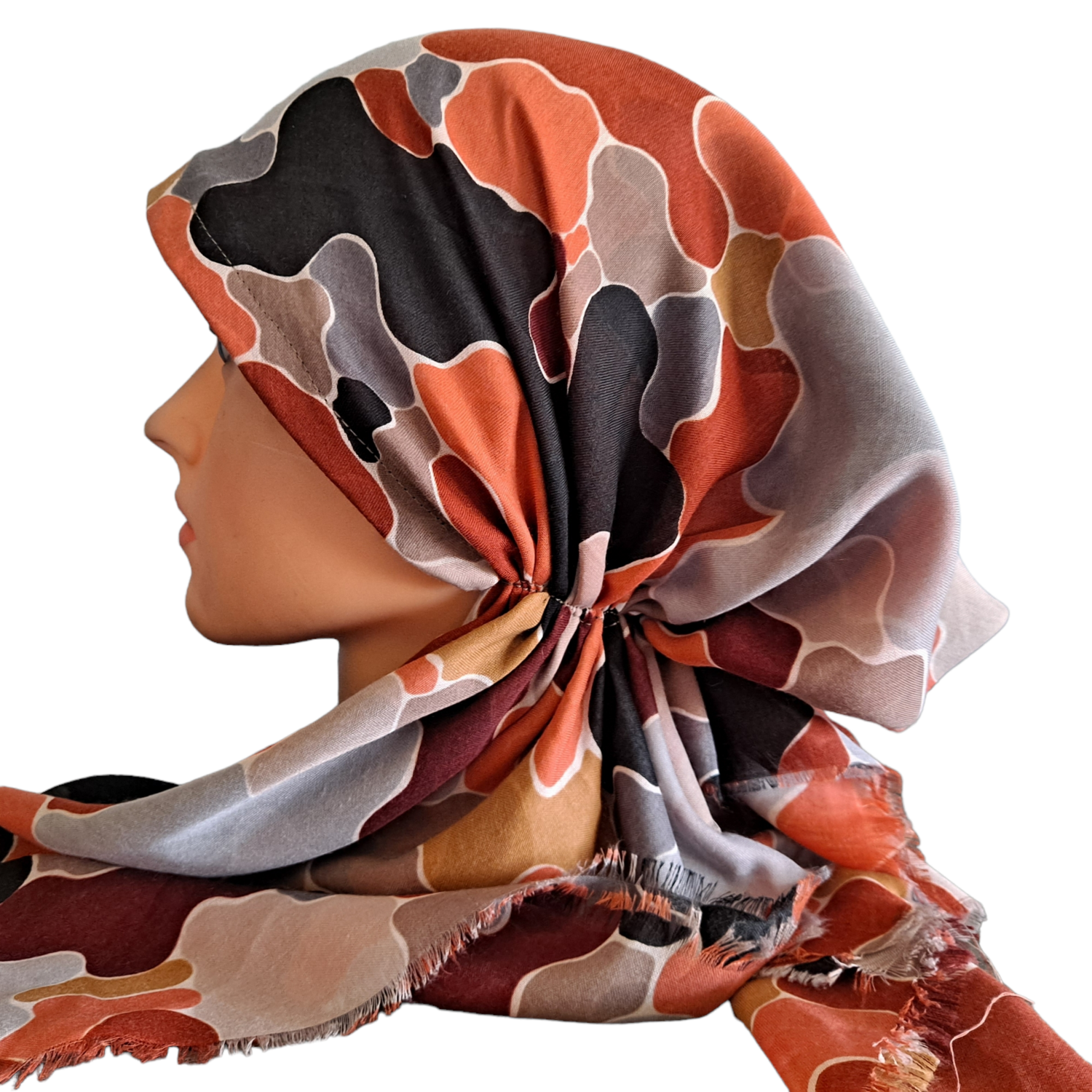 Rust puzzles - Turkish soft fringed pretied tichel