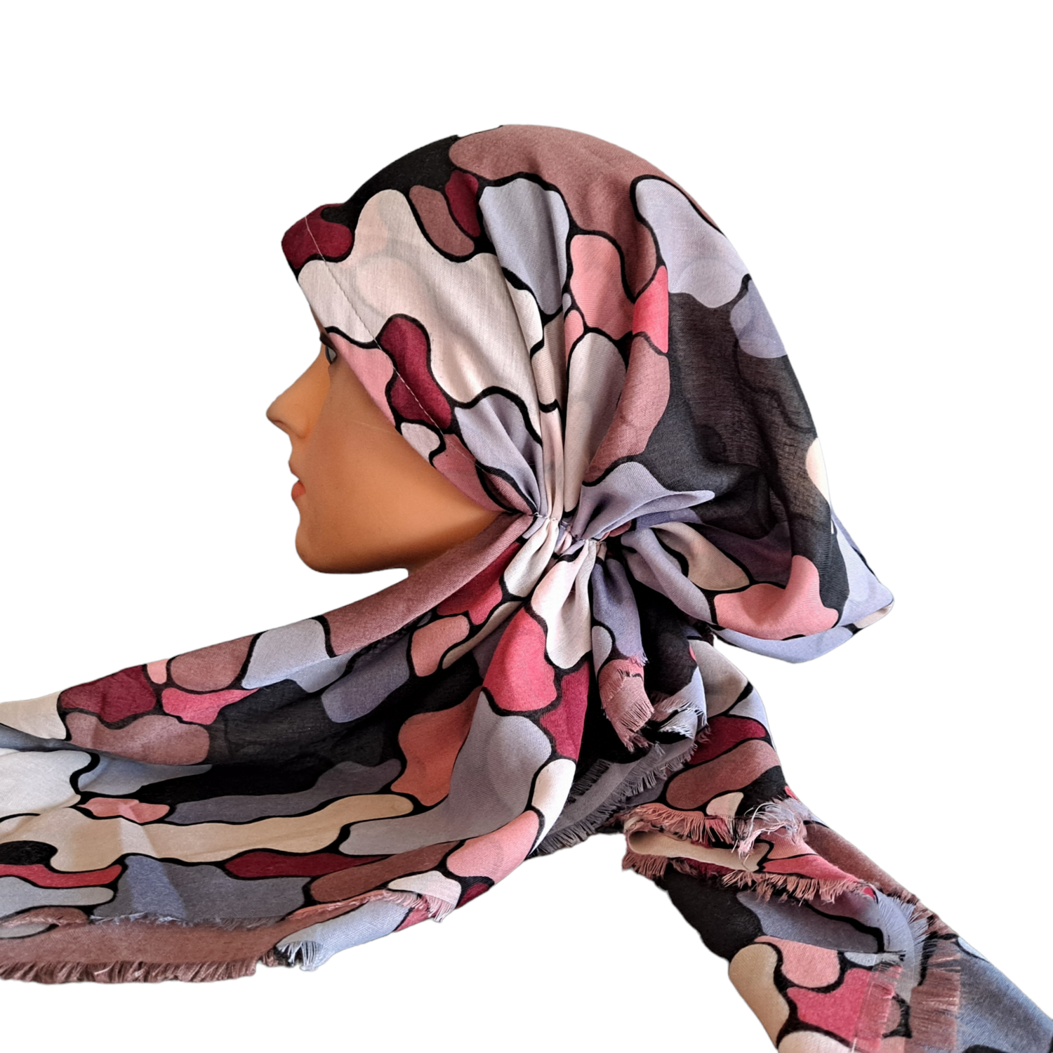 Gray puzzles - Turkish soft fringed pretied tichel