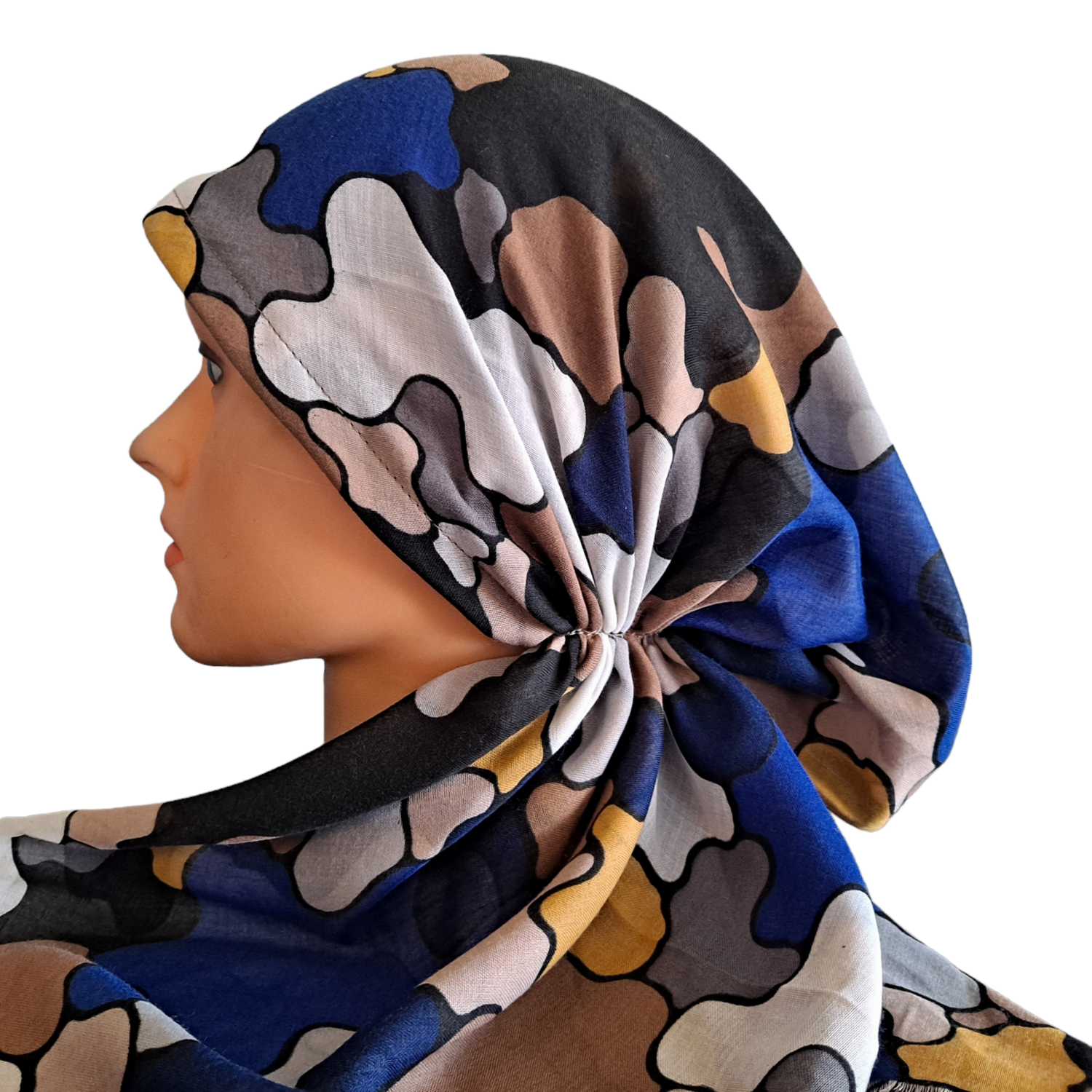 Blue puzzles - Turkish soft fringed pretied tichel