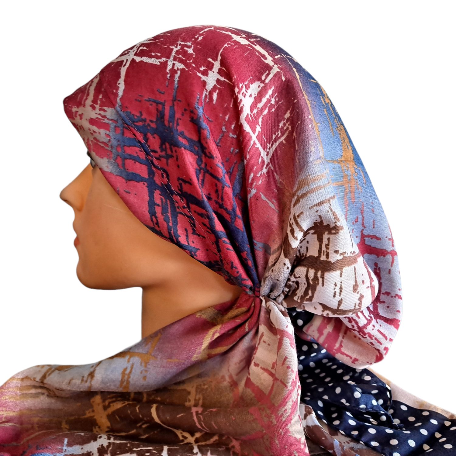 Navy Turkish Tichel w/band sewn in