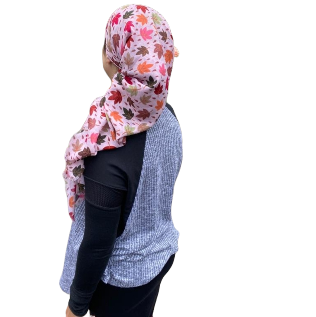 Light dusty pink  - leaves for Fall soft fringes tichel