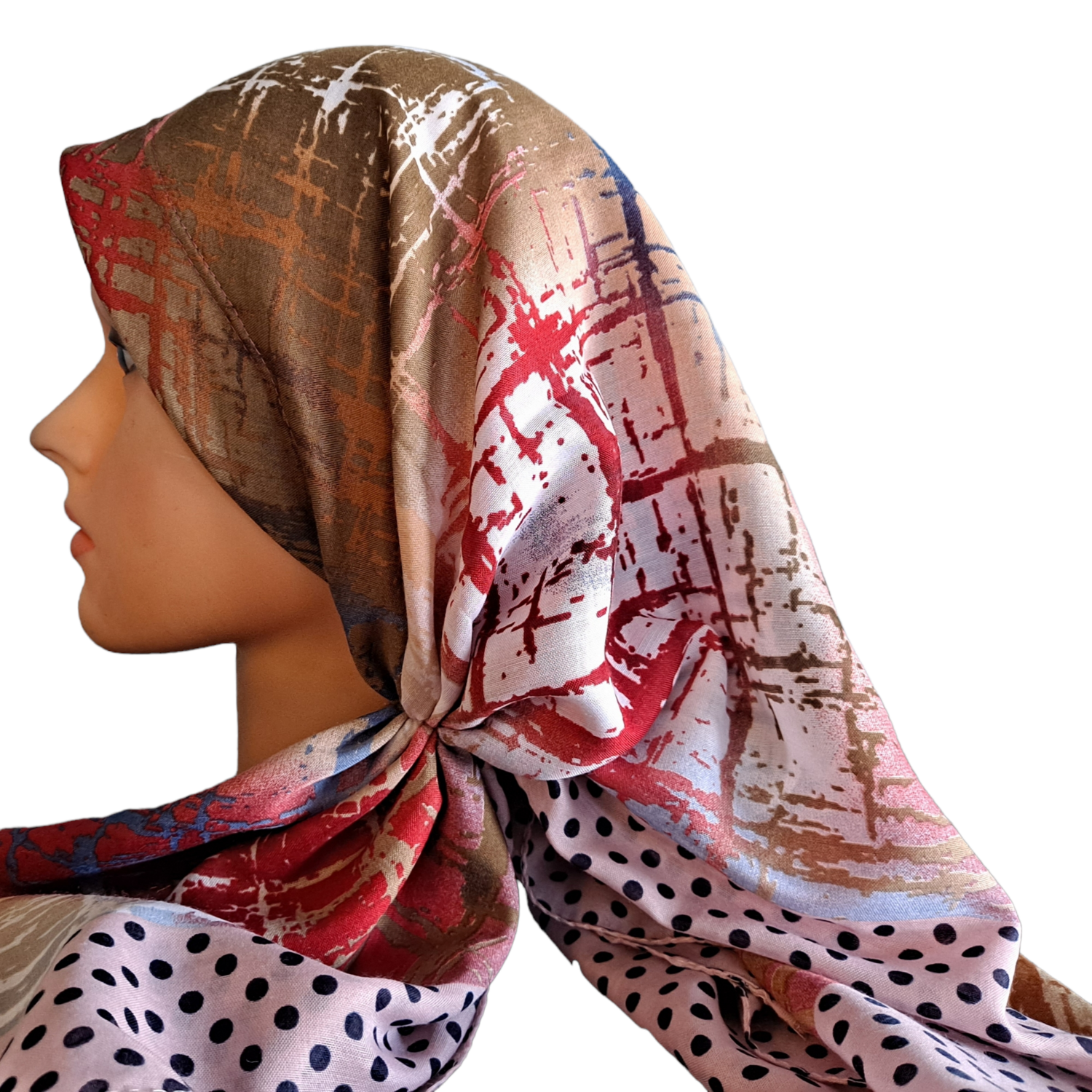 Light pink n&#39; more long back pre-tied kerchief w/band sewn in - Turkish thin material