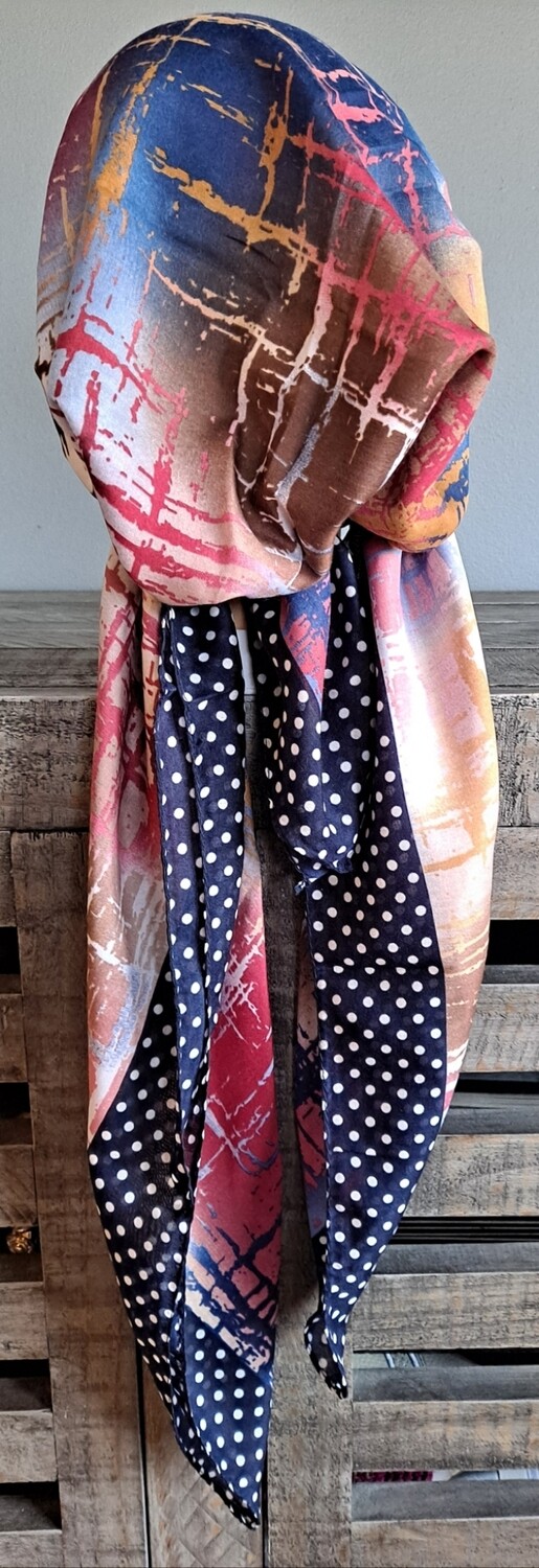 Navy Turkish Tichel w/band sewn in