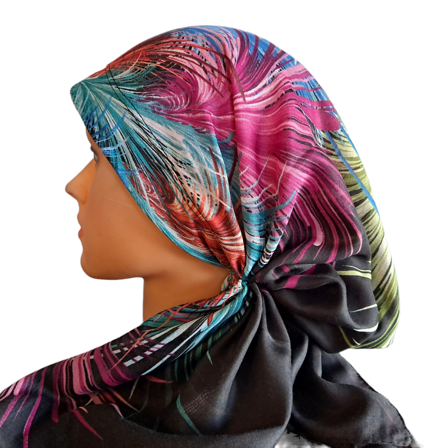 Black Turkish Tichel w/band sewn in