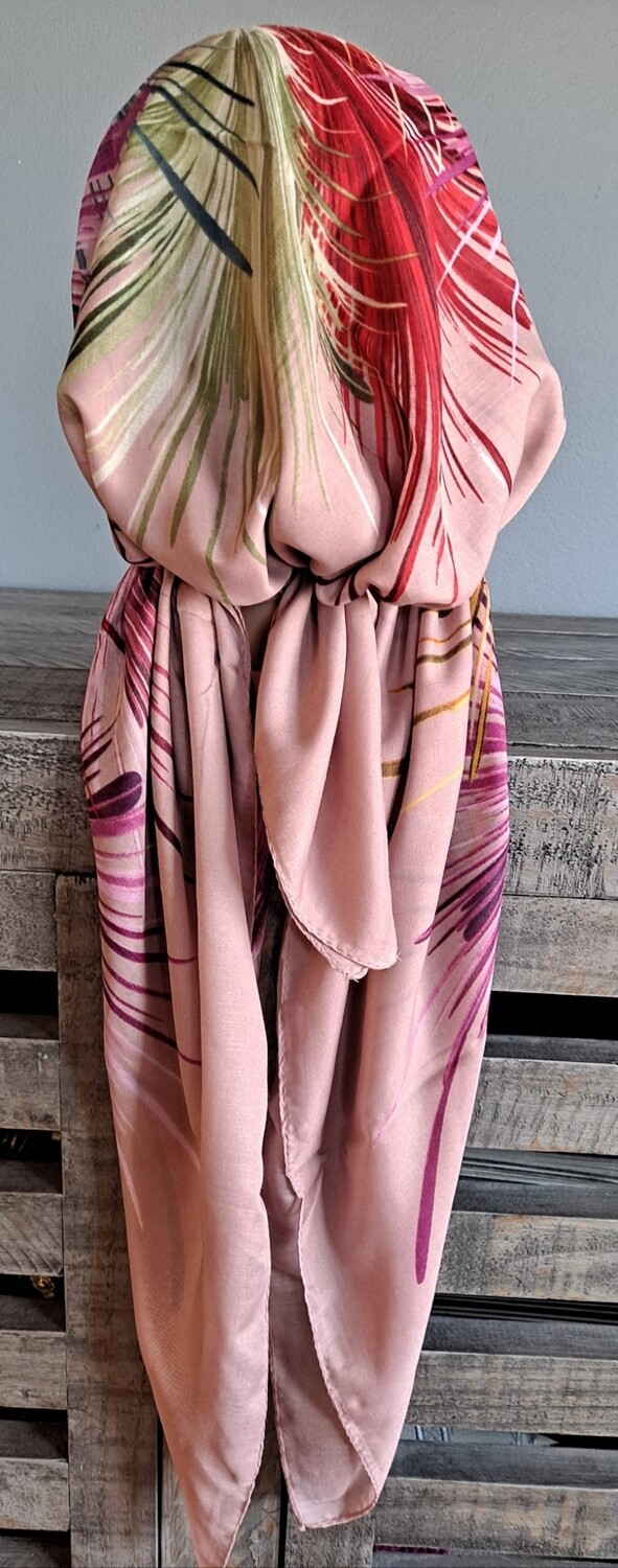 Mauve/dusty pink Turkish Tichel w/band sewn in