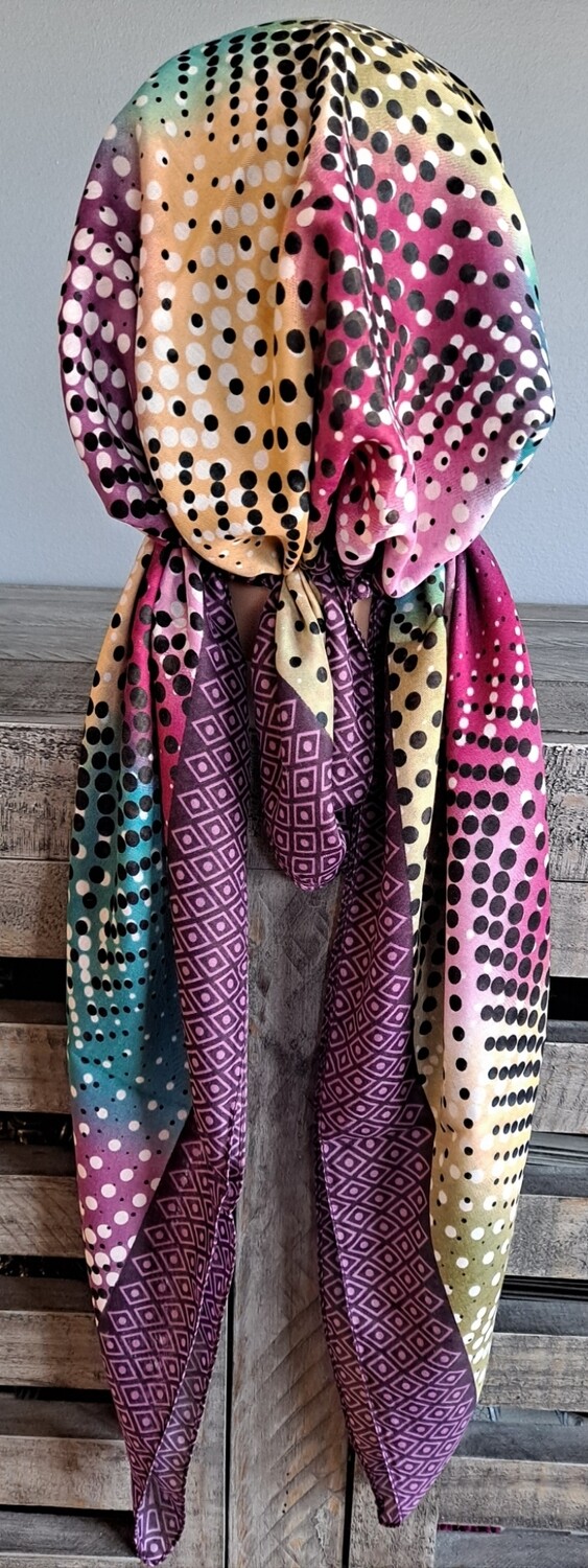 Purple Turkish Tichel w/band sewn in