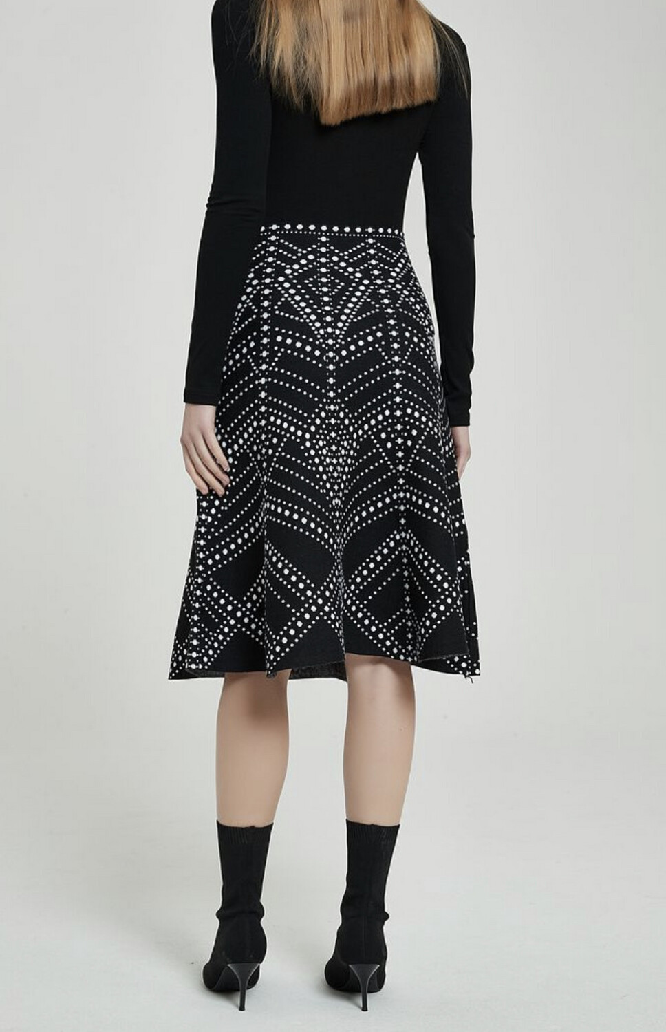MM black/white brocade Skater Skirt