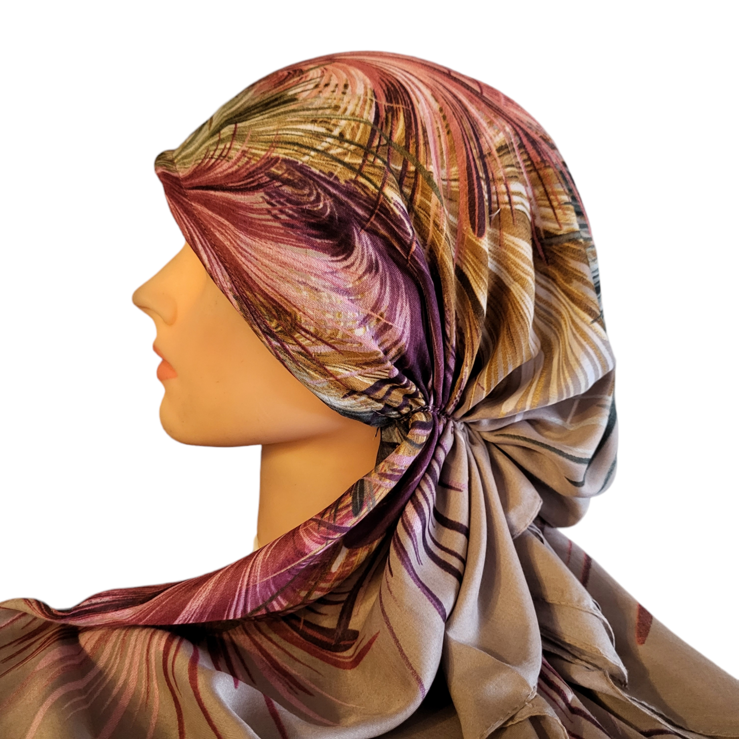 Tan - Turkish pretied tichel w/band sewn in (BBS)