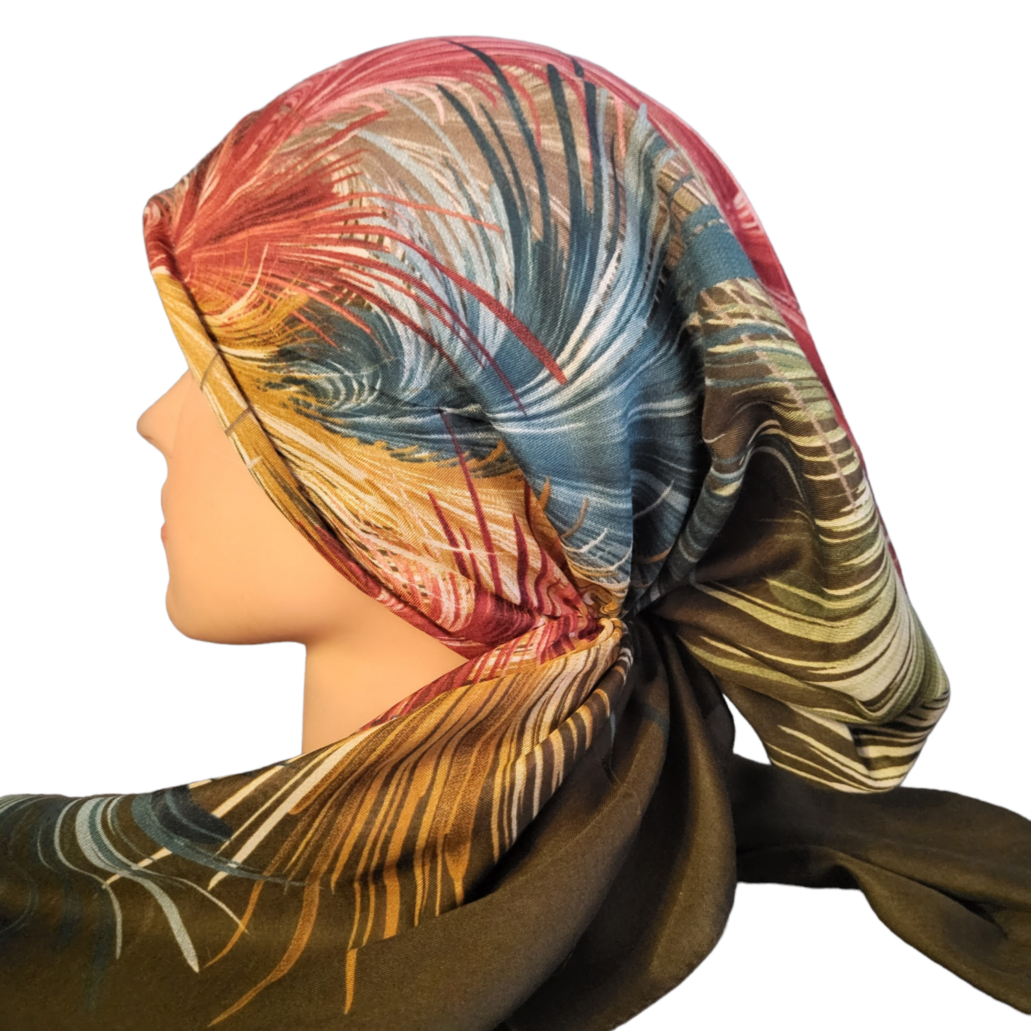 Dark olive - Turkish pretied tichel w/band sewn in (BBS)