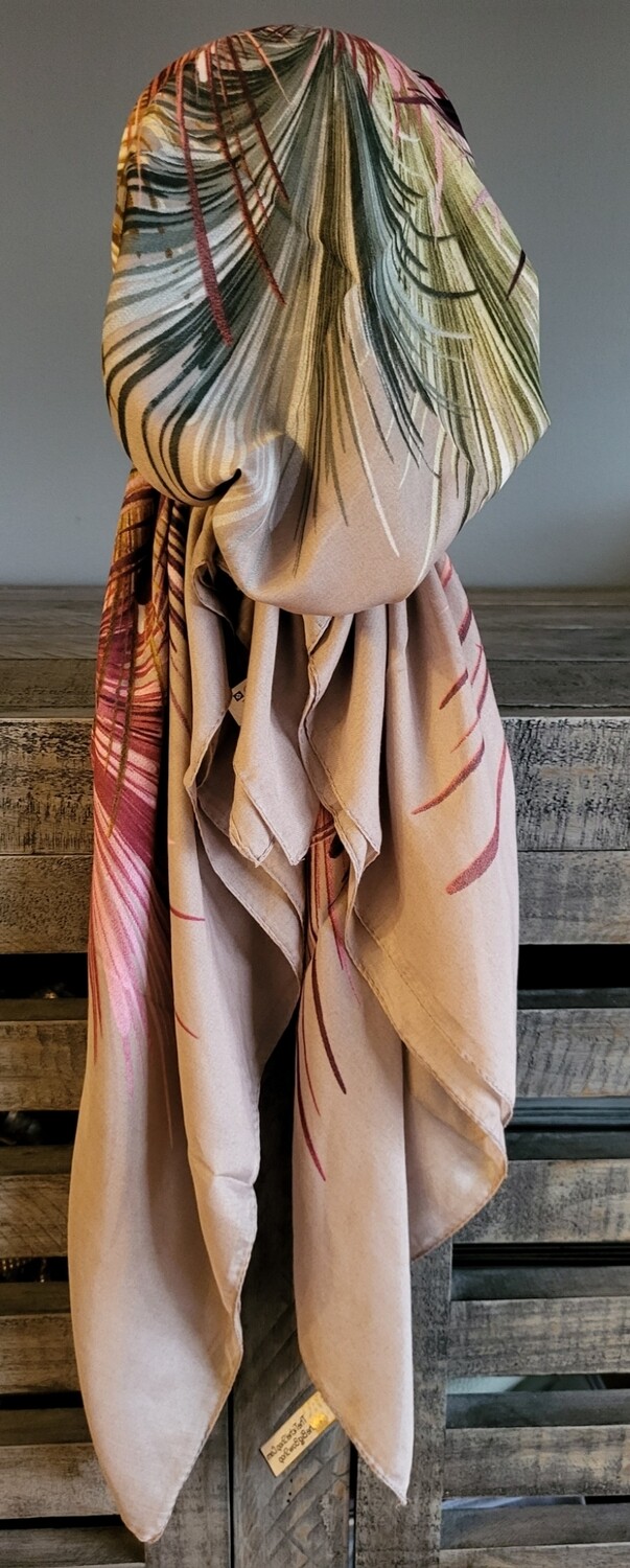 Tan - Turkish pretied tichel w/band sewn in (BBS)