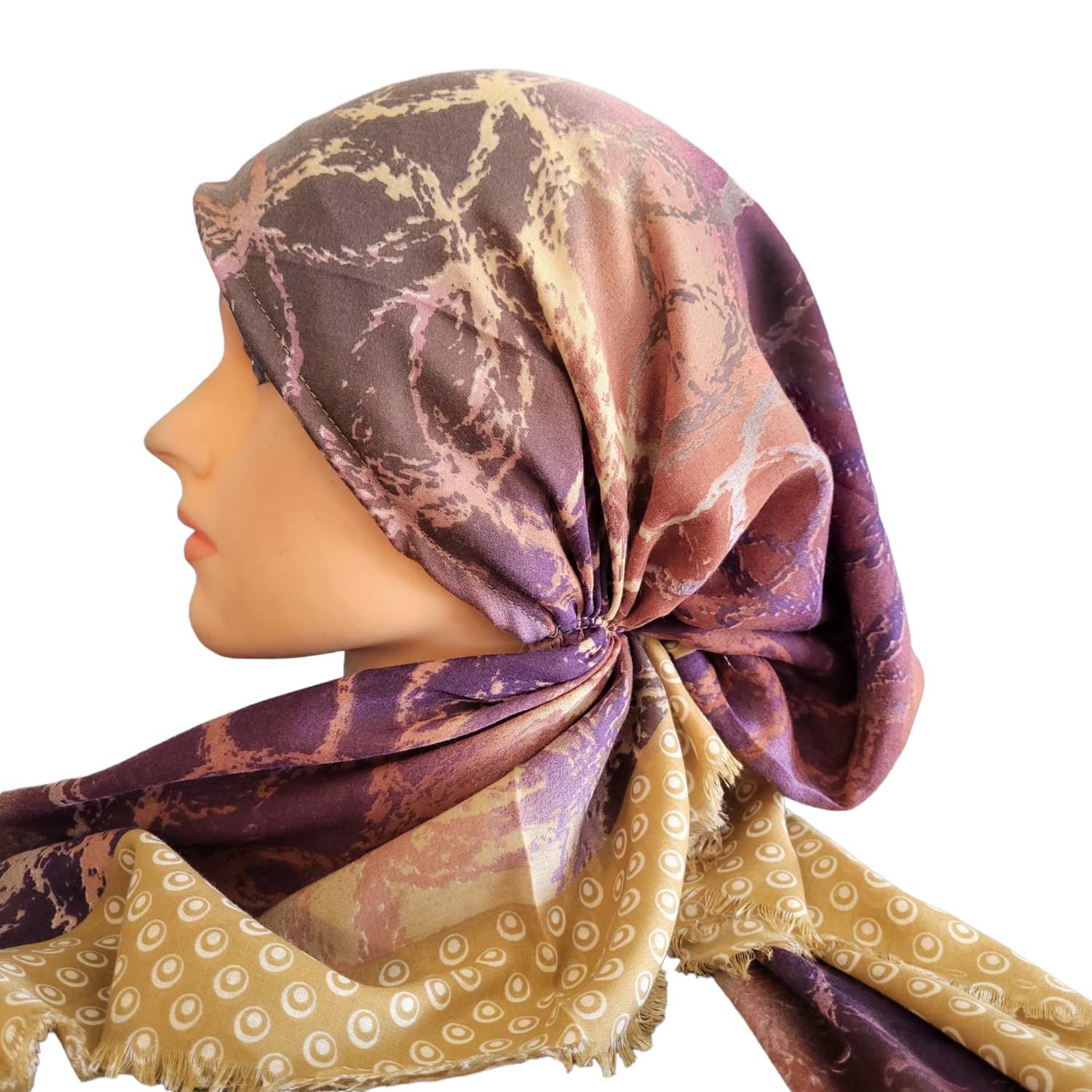 Gold water bubbles - Turkish soft fringed pretied tichel