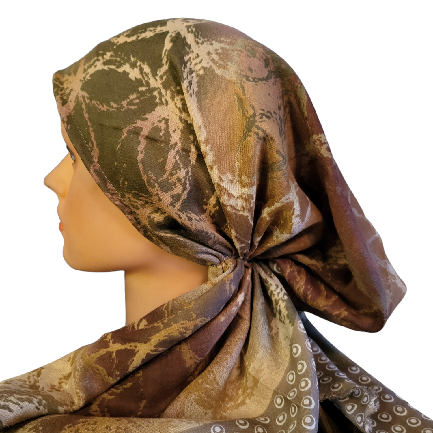 Tan water bubbles - Turkish soft fringed pretied tichel