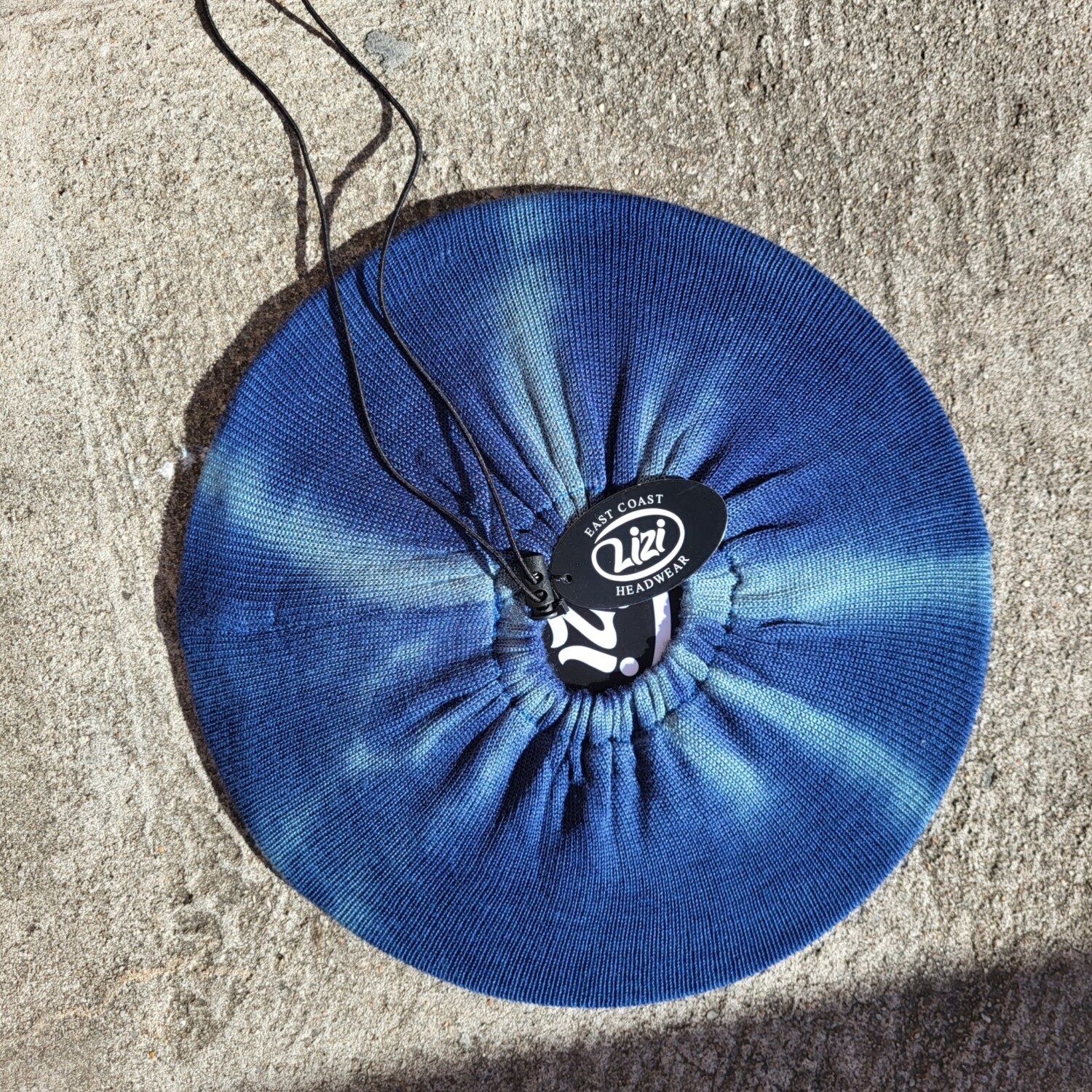 Tie dyed lined snood/beret - navy/teal