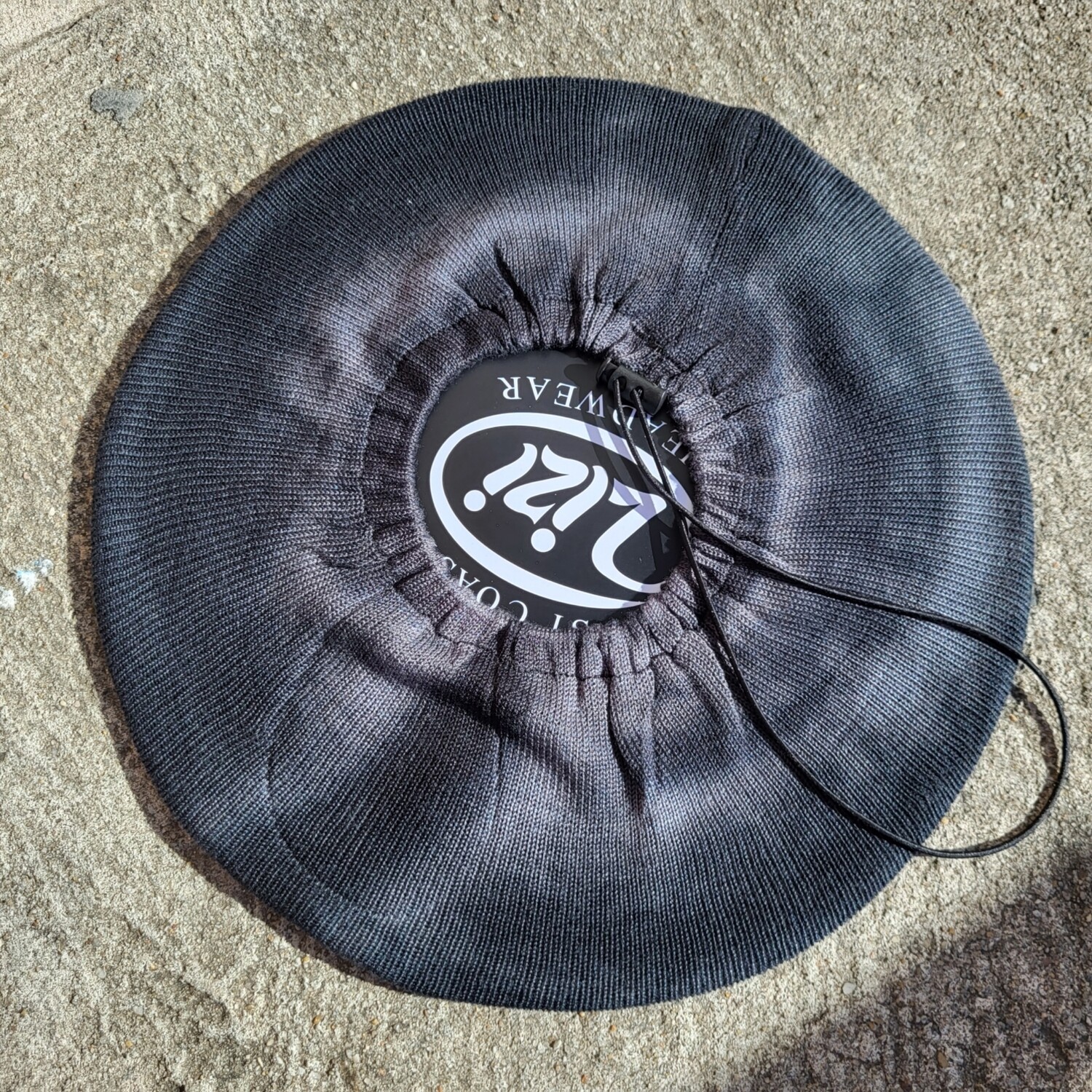 Tie dyed lined snood/beret - black/gray