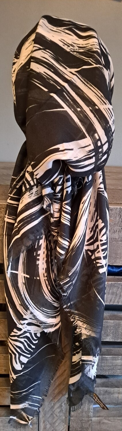 Black/white pattern - Turkish soft fringed pretied tichel 