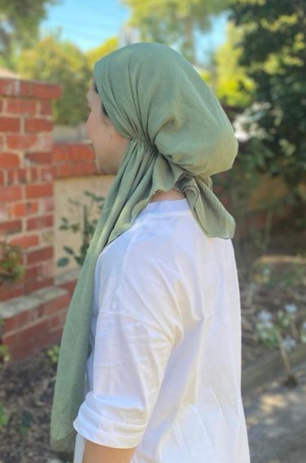 Sage  textured solid tichel