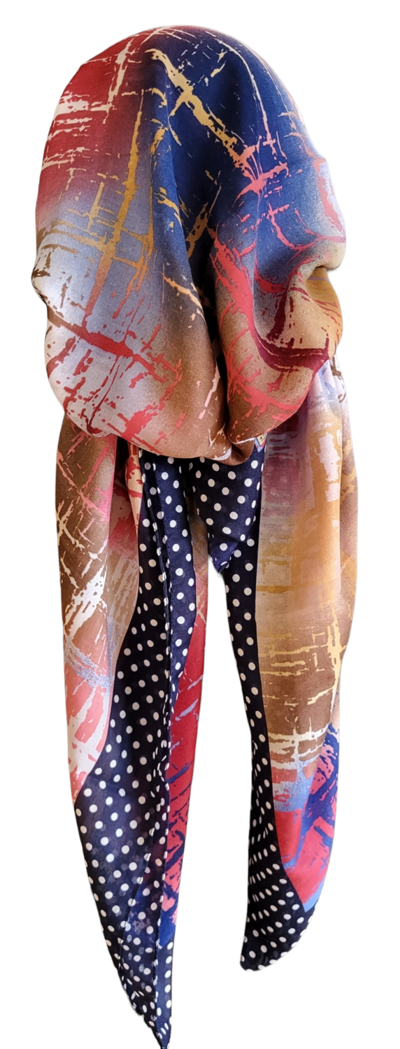 Navy n' more Turkish Tichel w/band sewn in